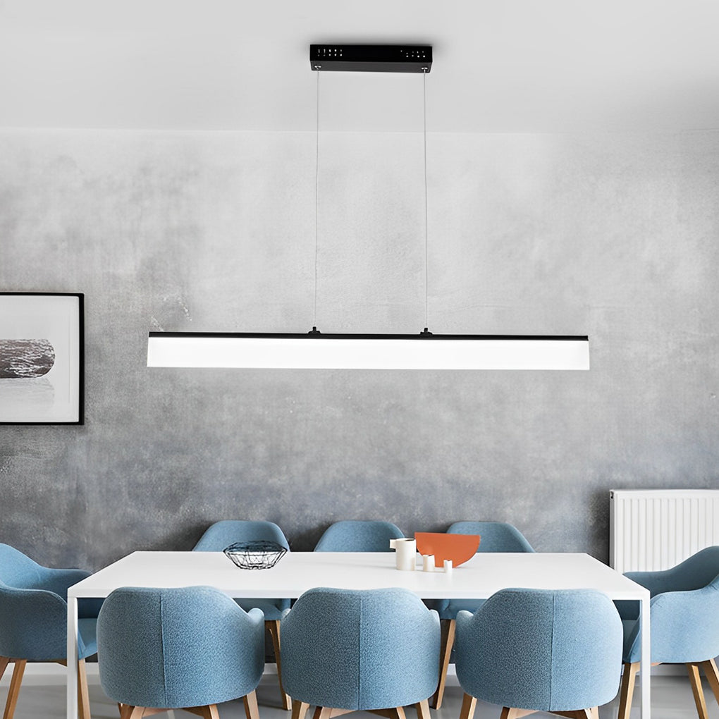 Modern Linear LED Pendant Light with Stepless Dimming - Black