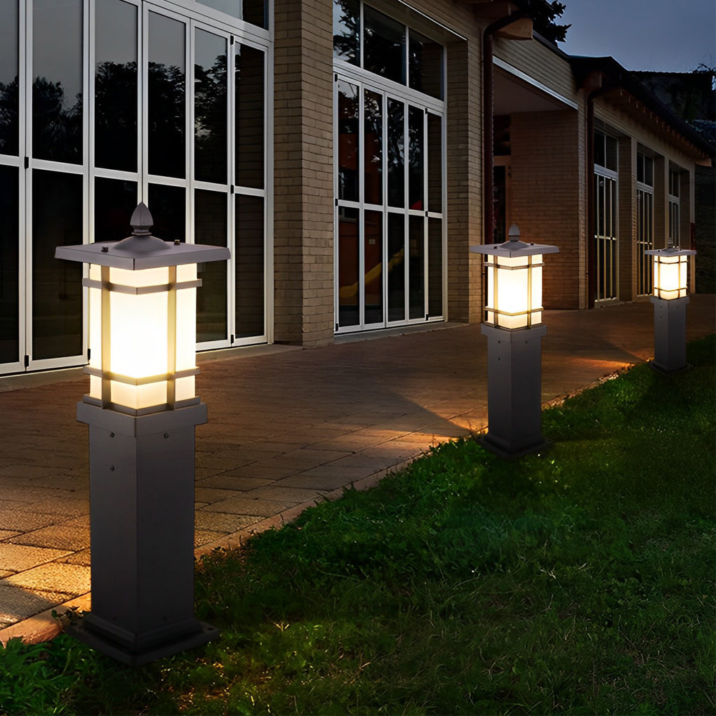 Modern Solar LED Bollard Light with Asian-Inspired Design