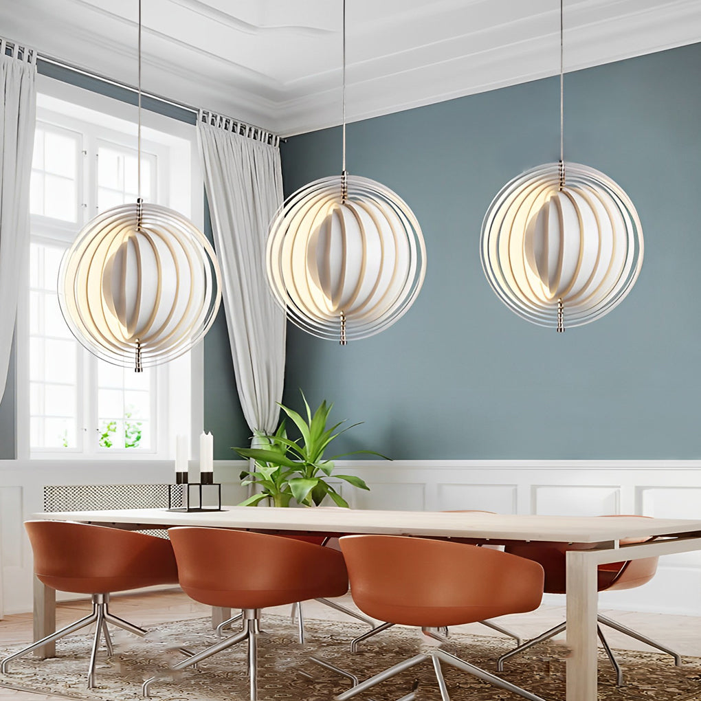 360° Rotatable White Metal Pendant Light Modern Nordic Design