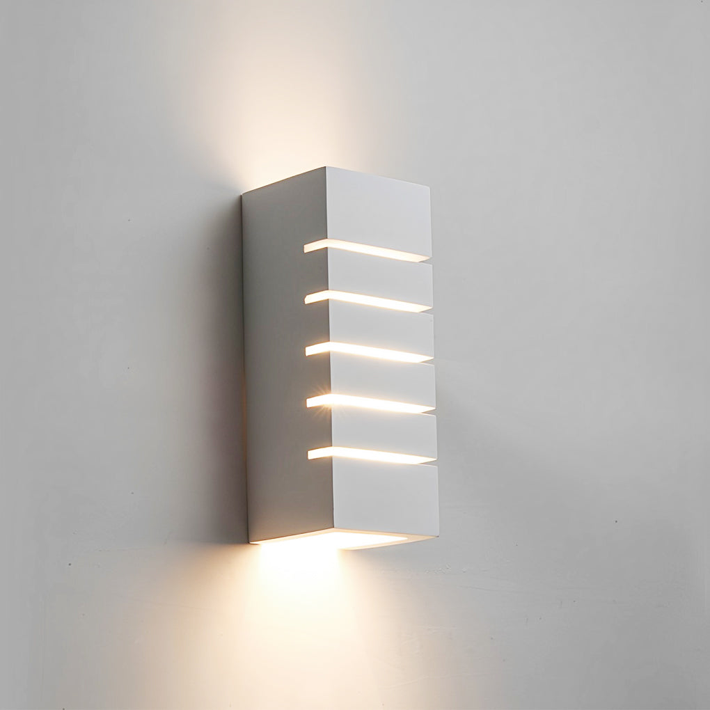 Modern Gypsum Glass Up Down Wall Light White Rectangular Sconce