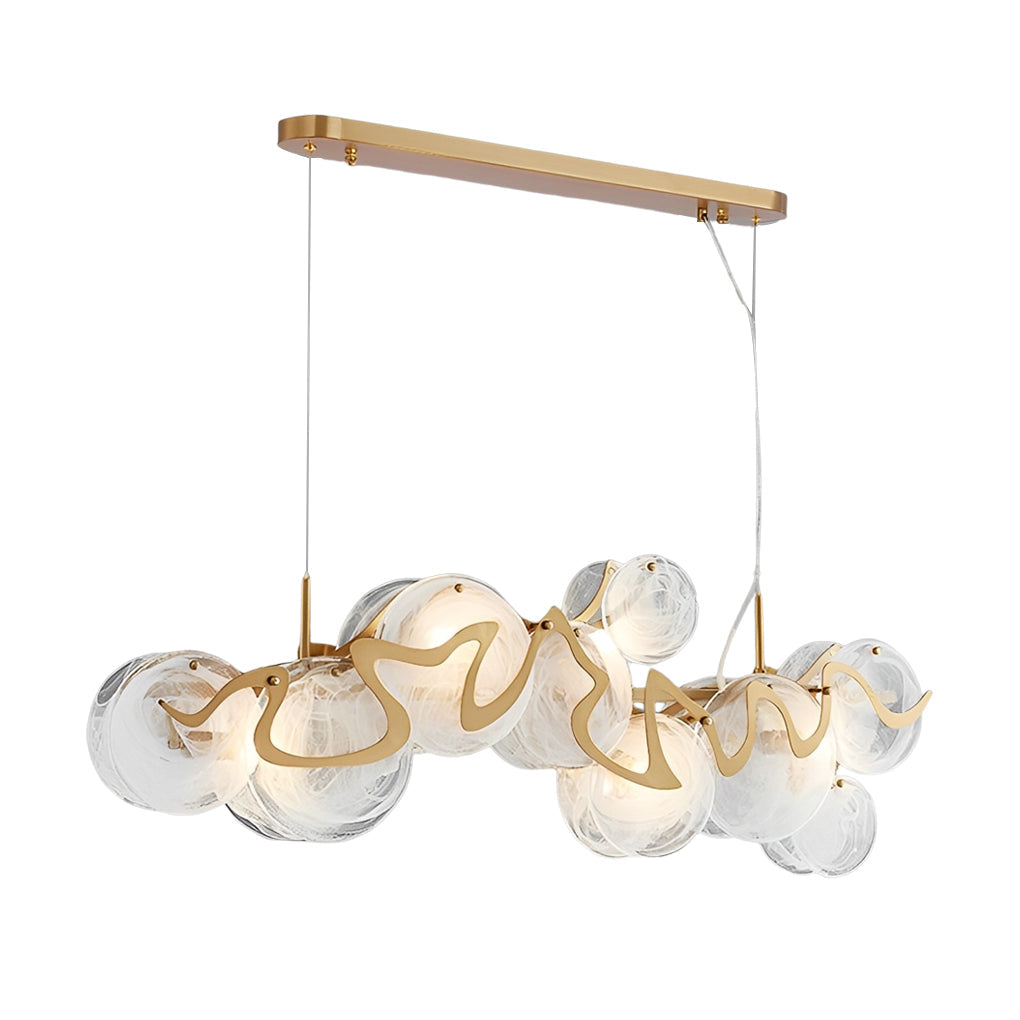 Modern Glass Bubble Chandelier with Iron Frame