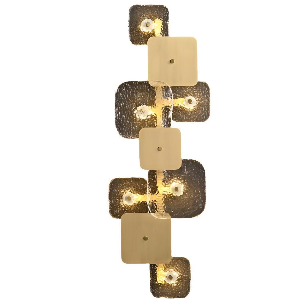 Modern Rounded Square Glass Copper LED Wall Sconce