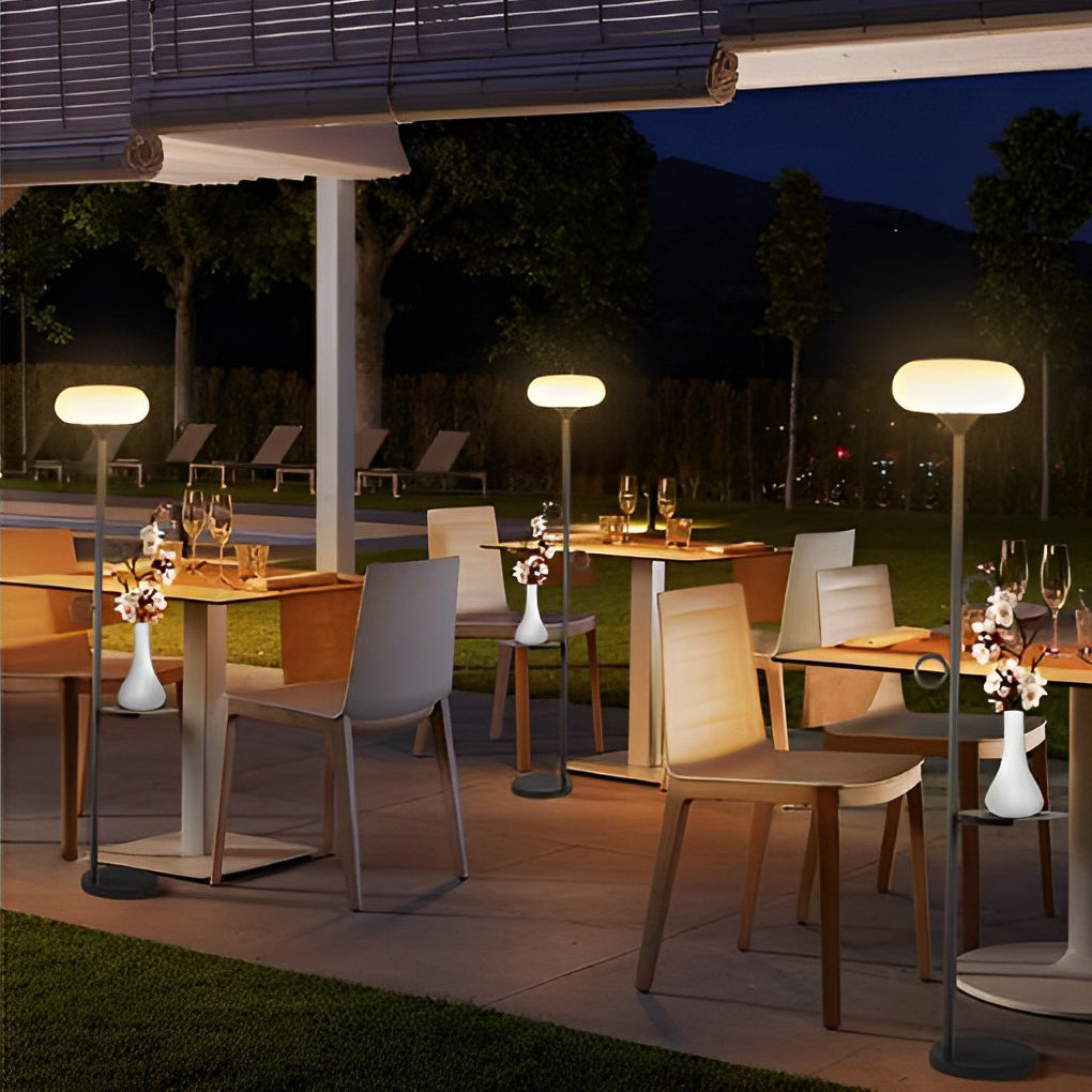 Modern LED Outdoor Floor Lamp with Remote Control - Black Steel