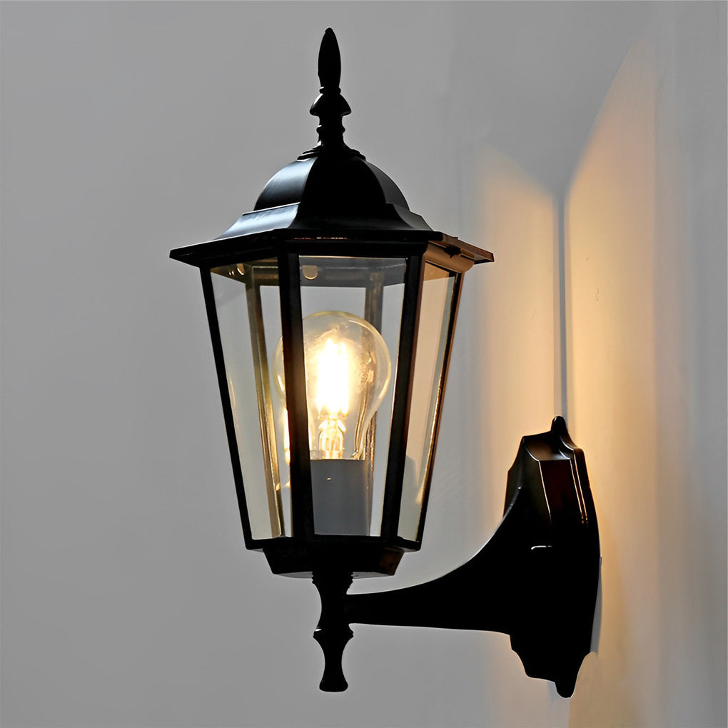 Hexagonal Outdoor Wall Light - Die-Cast Aluminum & Glass