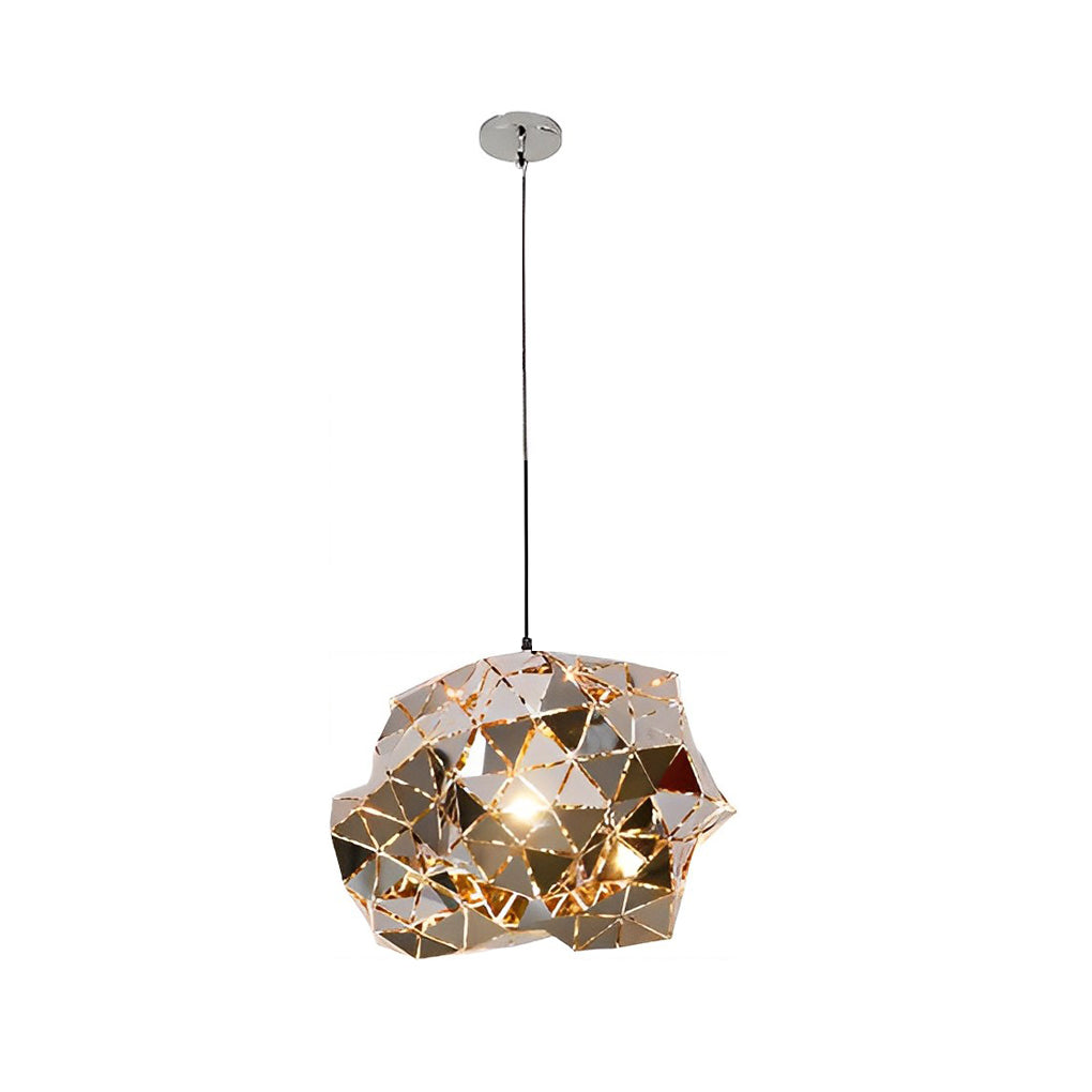 Modern Hollow Stainless Steel Pendant Light - Geometric Design
