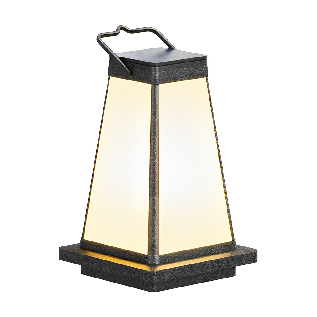 Modern Square Solar LED Outdoor Lantern with Handle - Waterproof