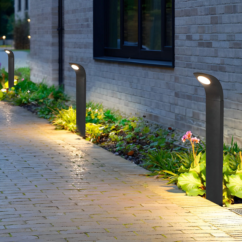 Modern Curved Head COB LED Pathway Lights - Aluminum