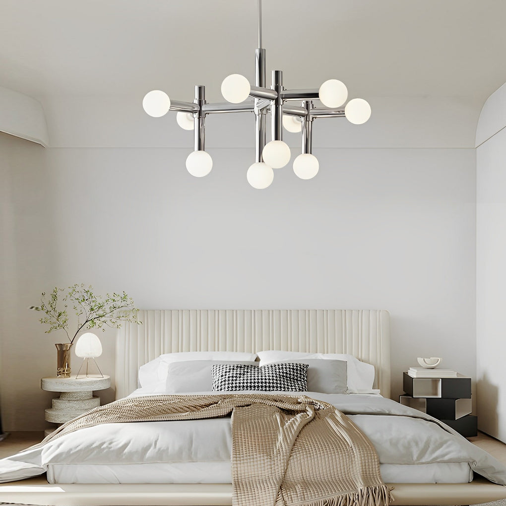 10-Light Sputnik Chandelier Chrome Glass Ball Modern Ceiling Light