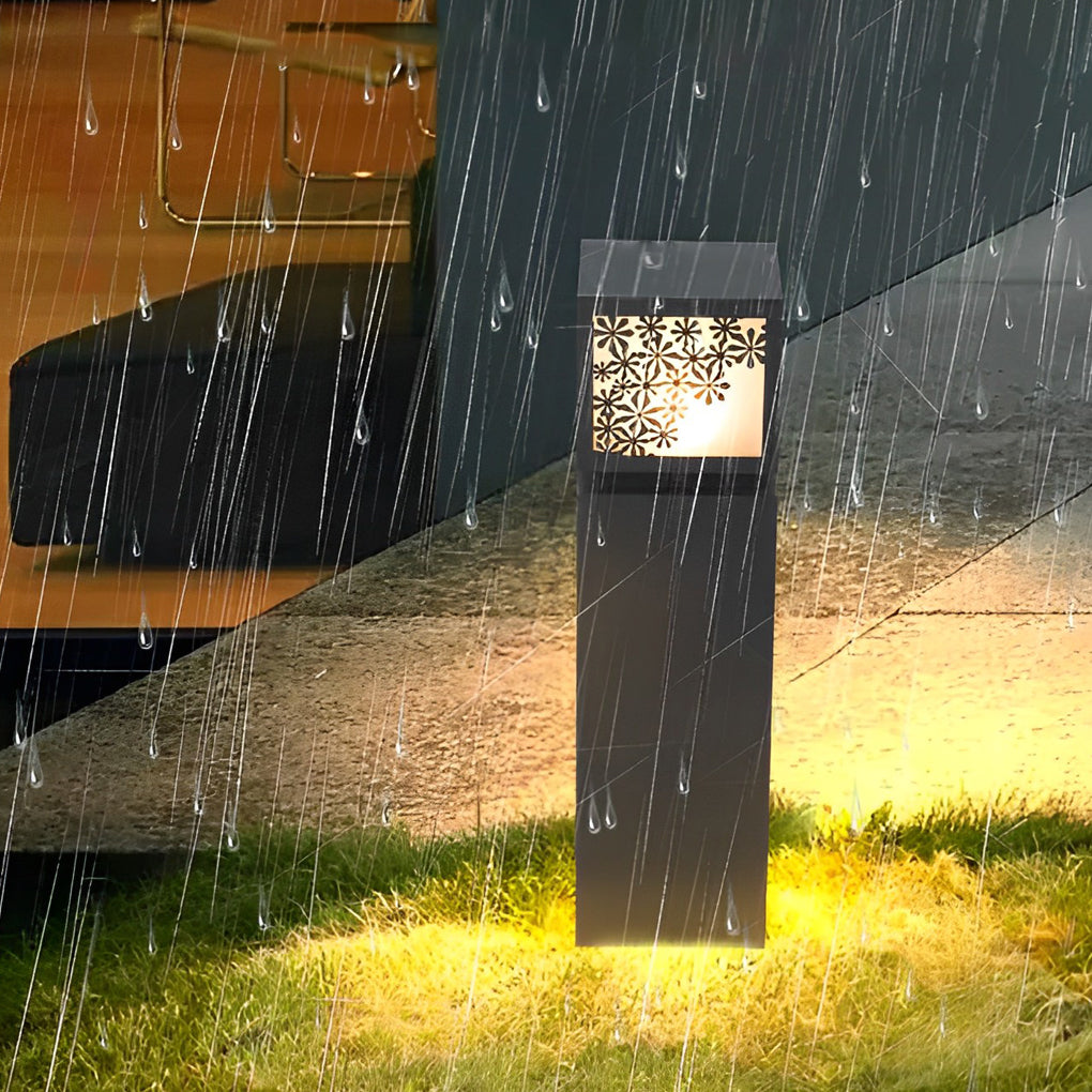 Snowflake Solar LED Bollard Light Outdoor Waterproof Lawn Lamp