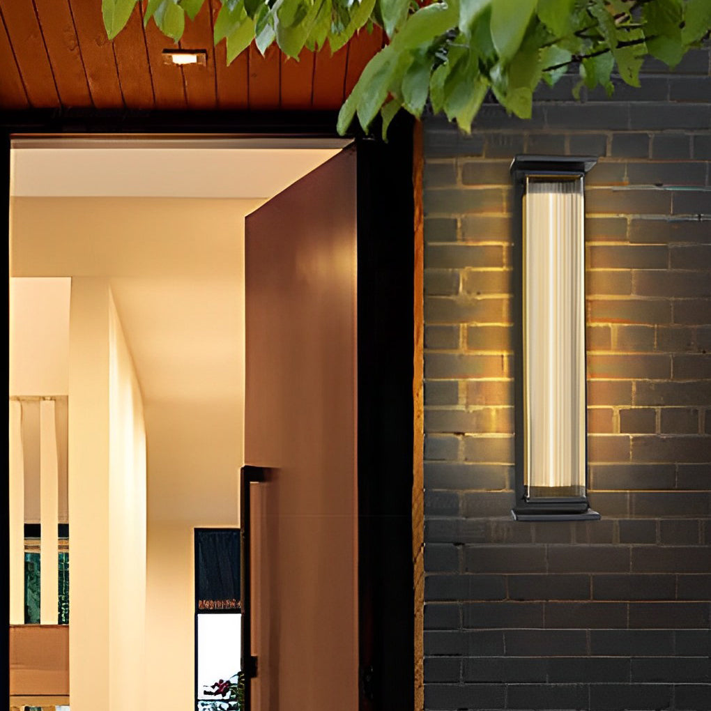 Industrial Black LED Outdoor Wall Light with Acrylic Shade