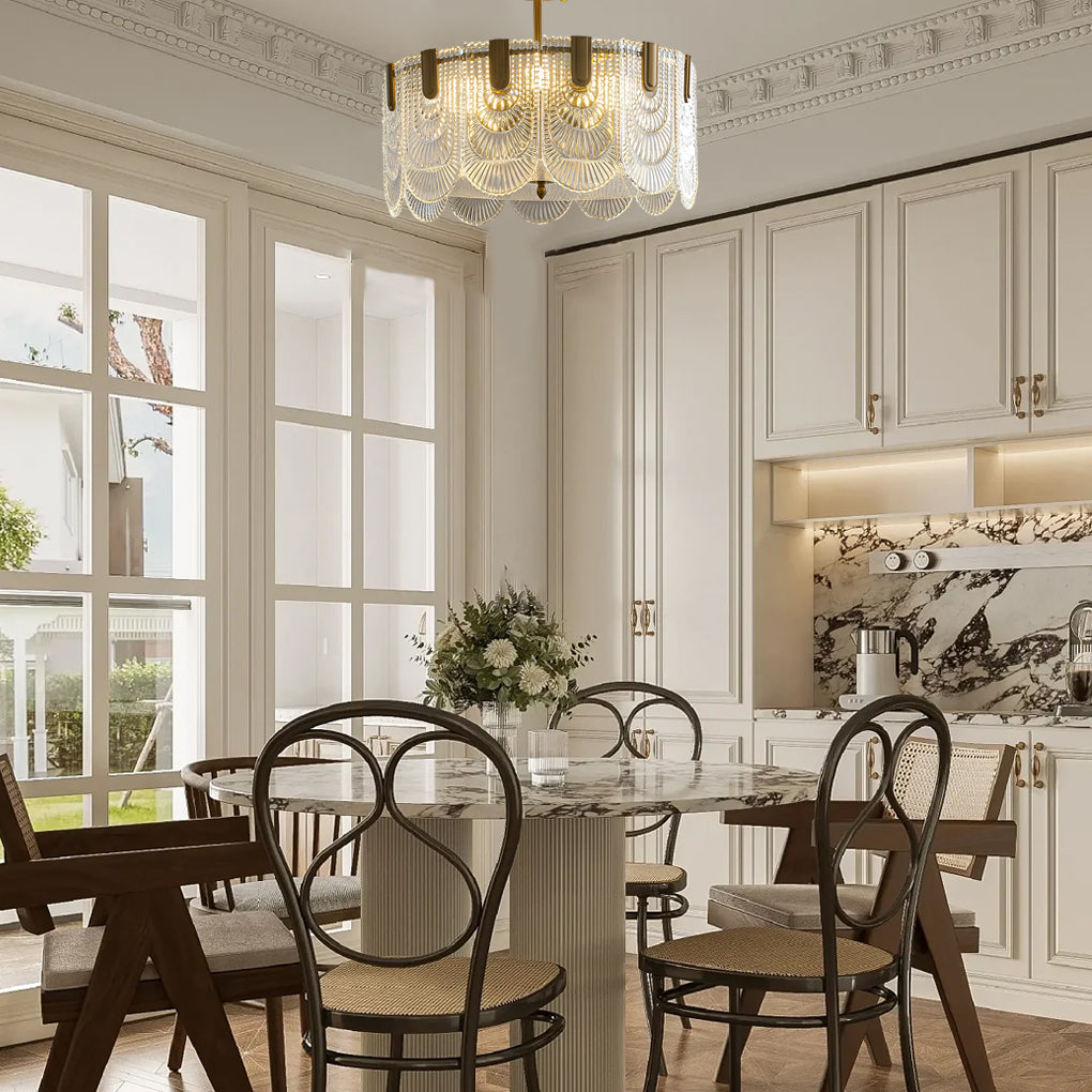 Modern Glass Chandelier with Three-Step Dimming | Copper Finish