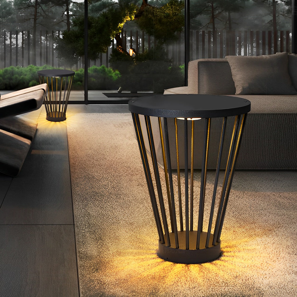 Modern Outdoor LED Floor Lamp with Integrated Tabletop