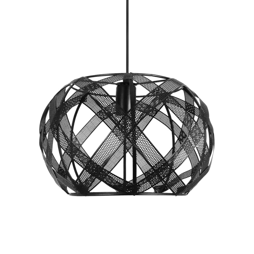 Geometric Iron Mesh Pendant Light – Modern Industrial Black Ceiling
