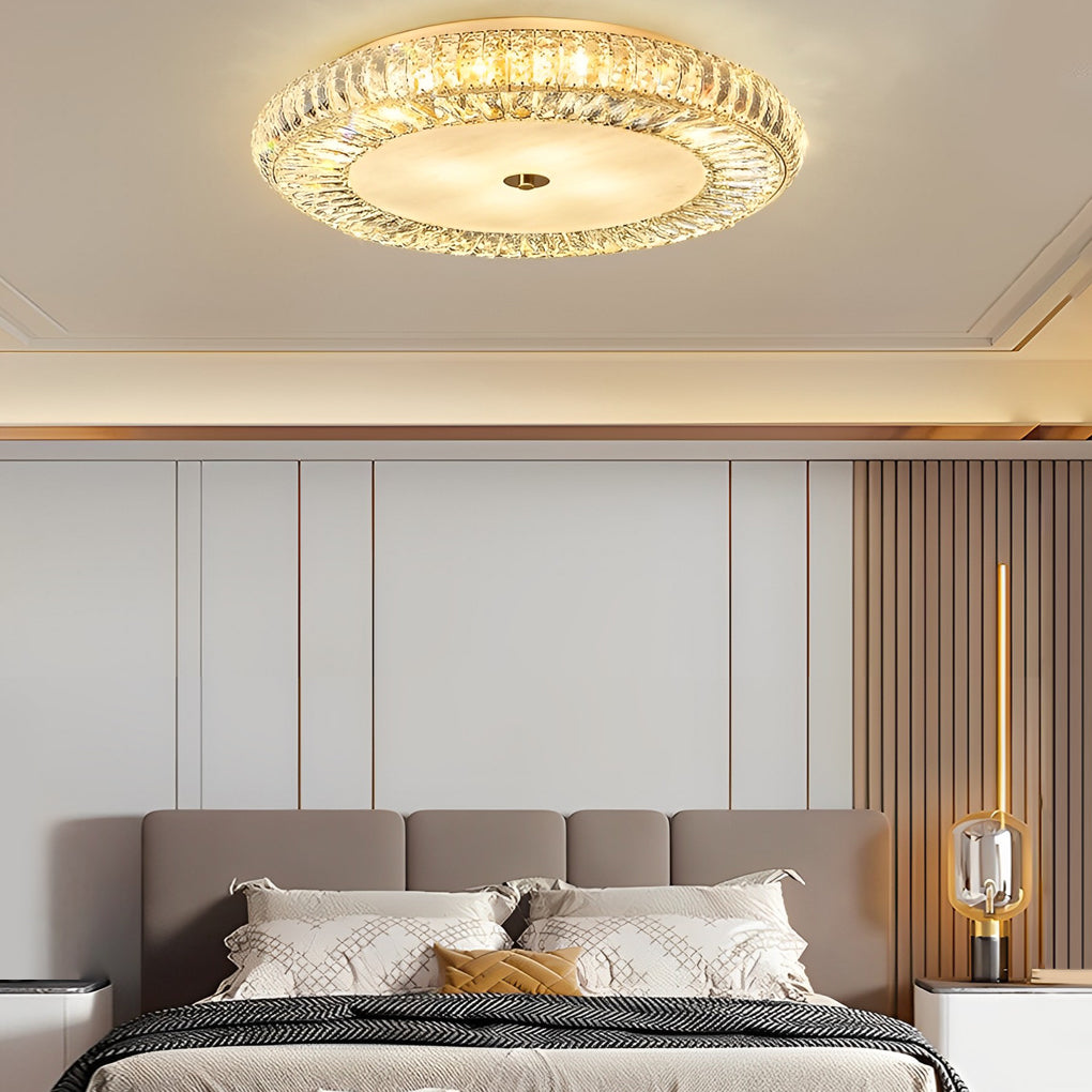 Crystal Glass Flush Mount Ceiling Light with 3-Step Dimming