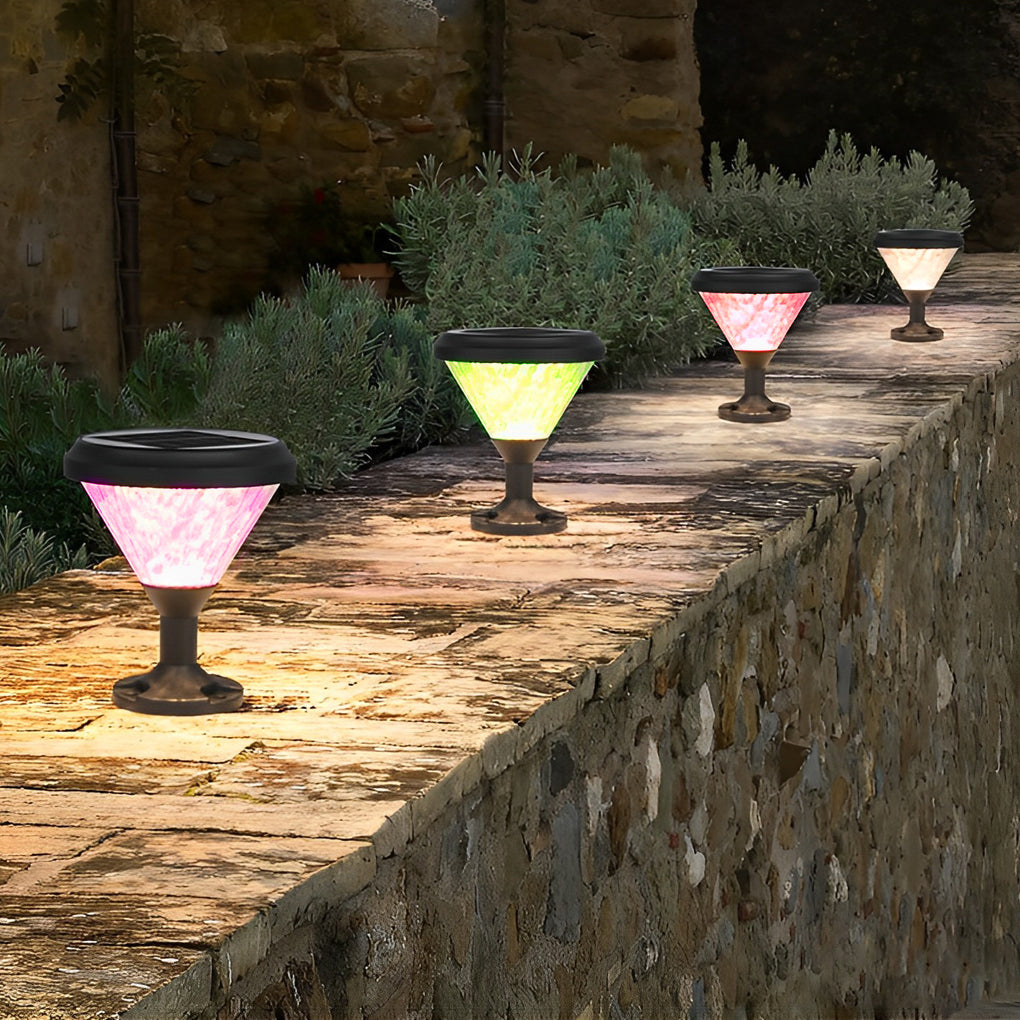 Modern Solar Fence Post Light with Colorful Gradient Modes