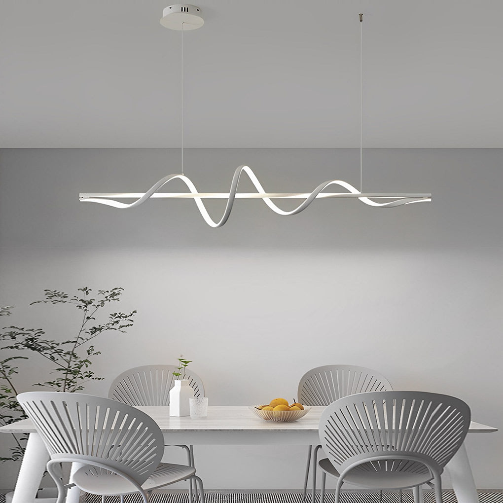 Wavy Rotating Ring LED Pendant Light with Dimming - Modern Nordic