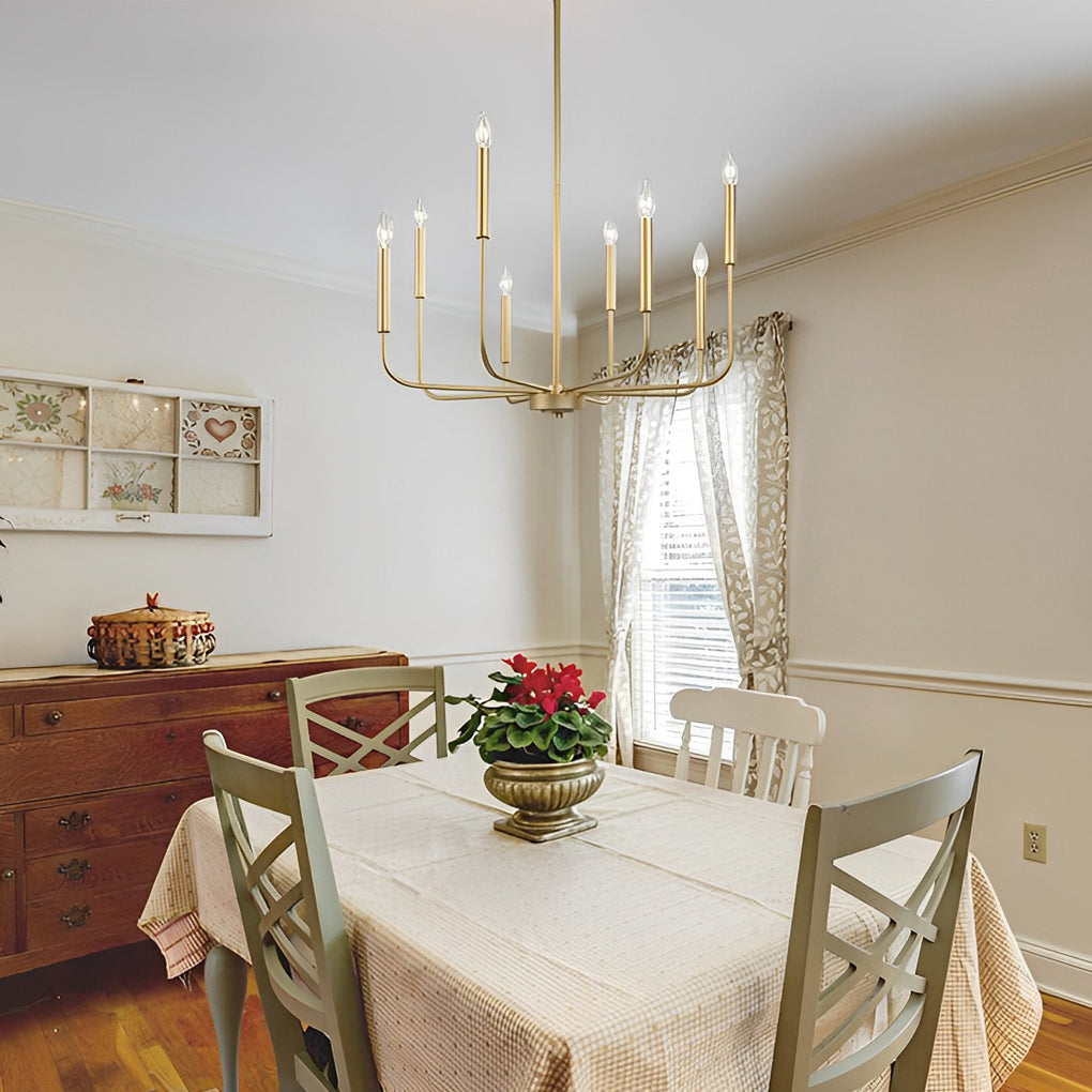 8-Light Industrial Chandelier with LED Three-Step Dimming
