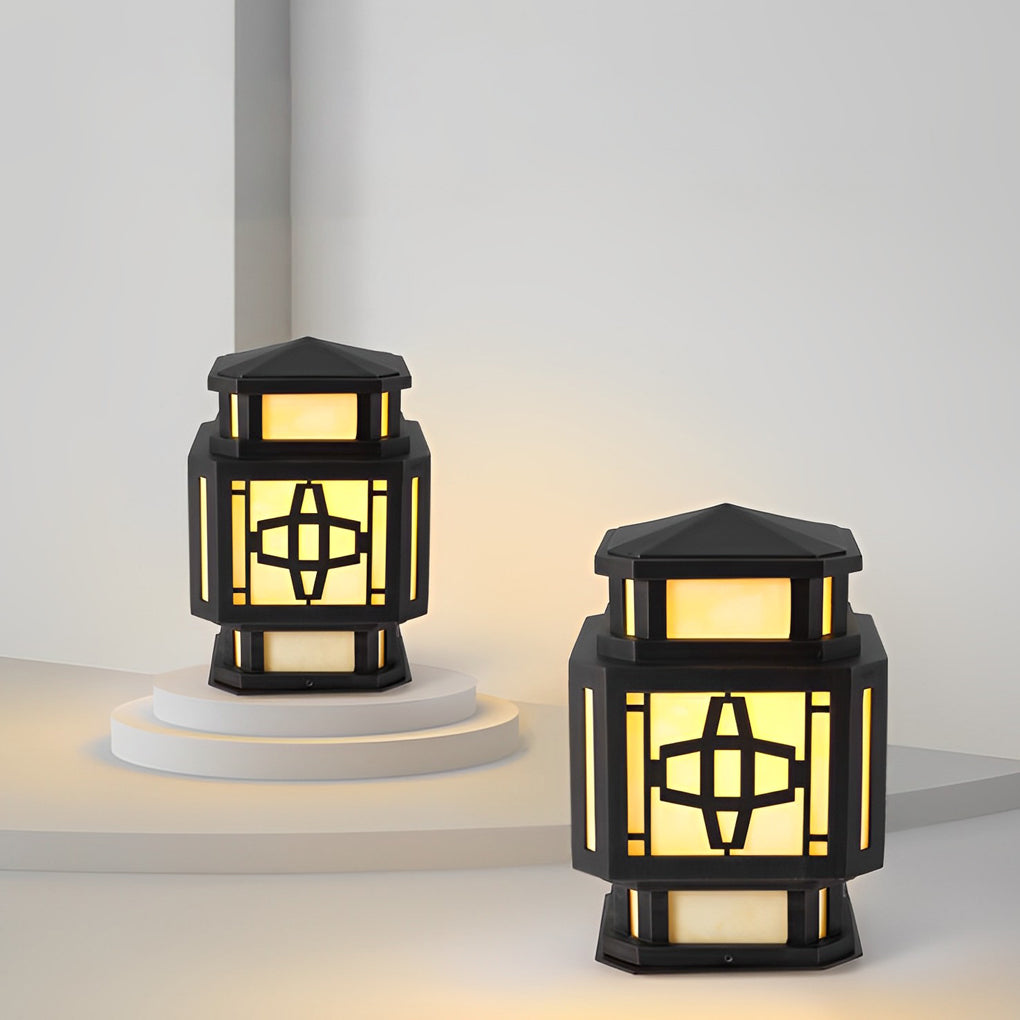 Modern LED Outdoor Post Light - Stainless Steel & Marble Finish