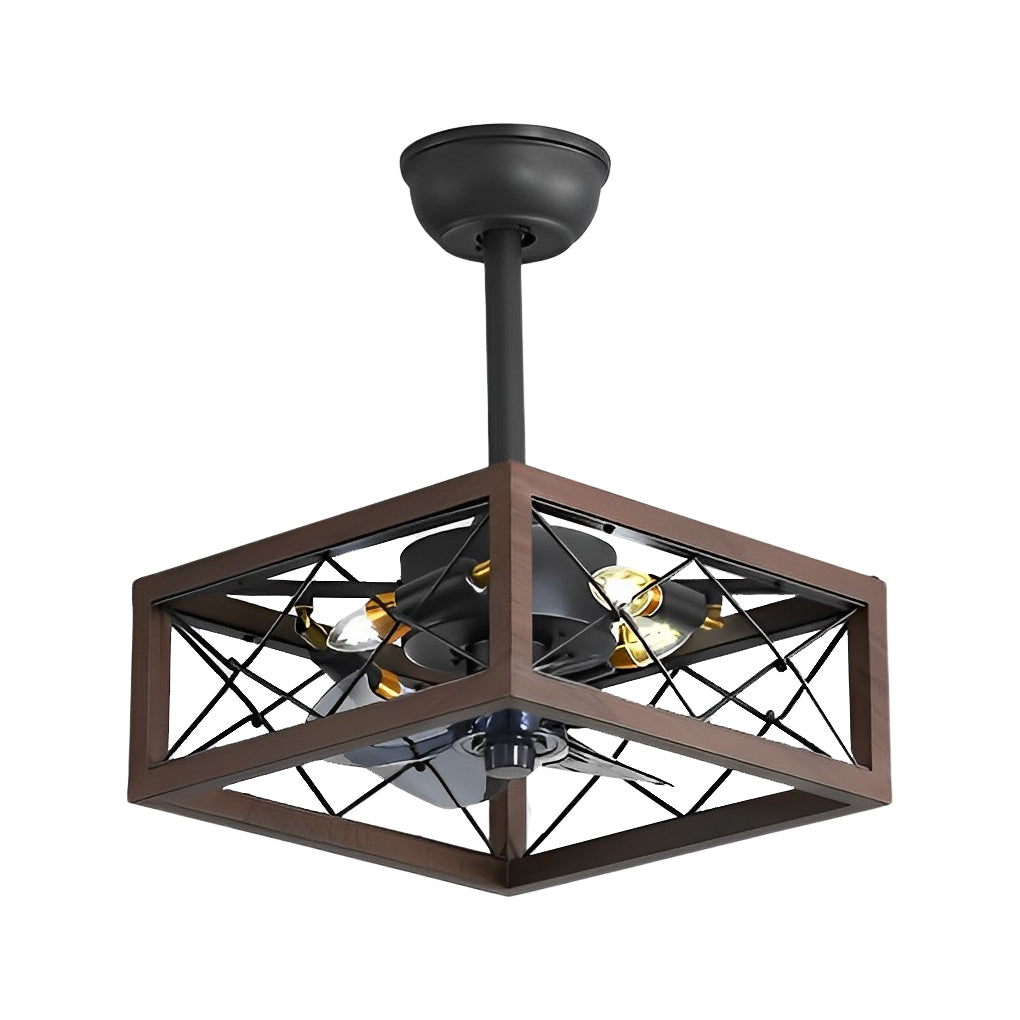 Retro Bladeless Ceiling Fan with Remote & Dimmable LED Light