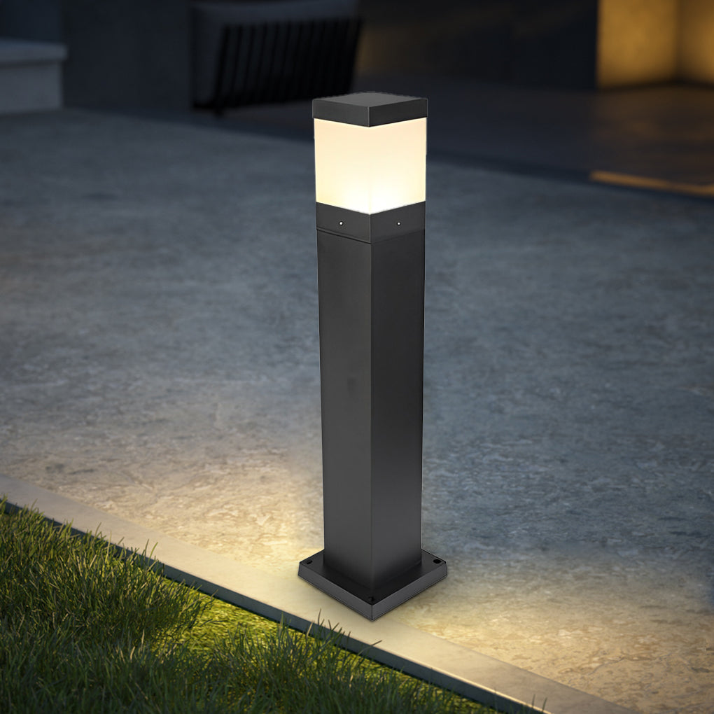 Modern Square Aluminum Bollard Light Outdoor Landscape Lighting
