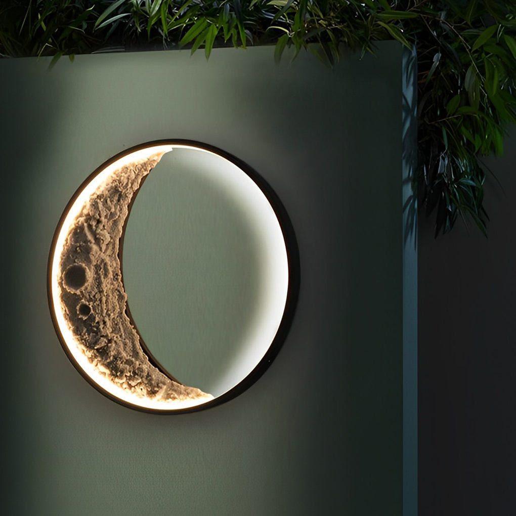 Art Deco Moon Crescent LED Outdoor Wall Light