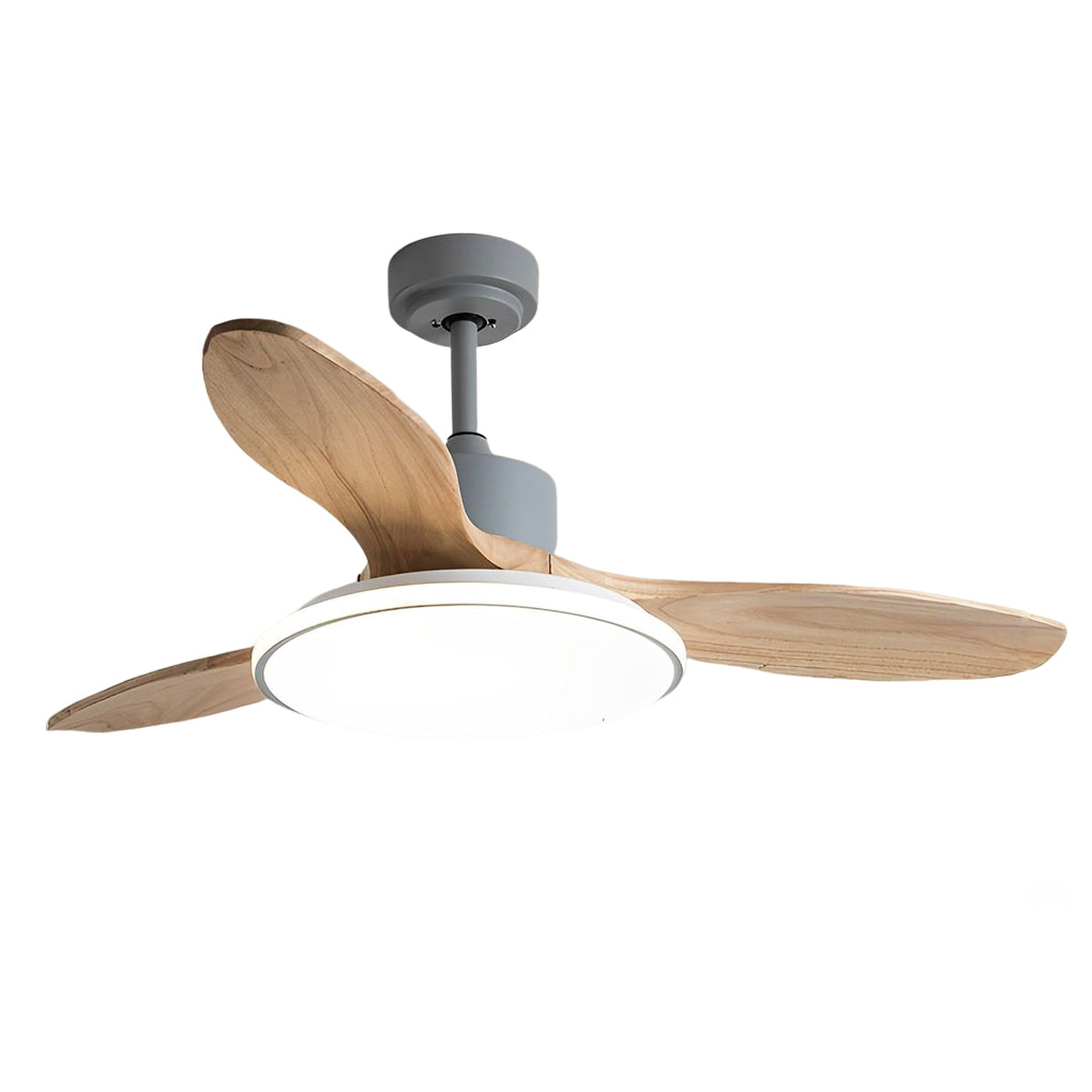 Modern Wood Ceiling Fan Light with Remote Control & 3-Step Dimming