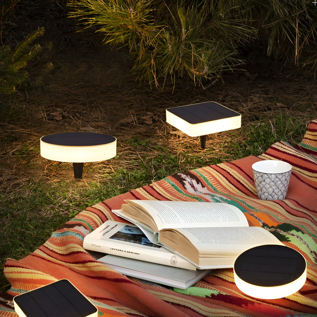 Solar LED Ground Lights Modern Waterproof Disk Landscape Lighting