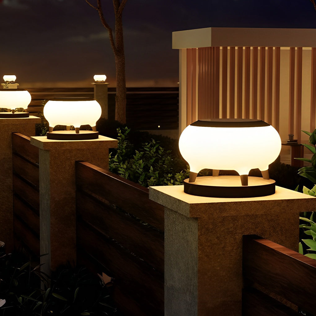 Solar Drum Post Light – Modern Waterproof IP65 LED Outdoor Fence
