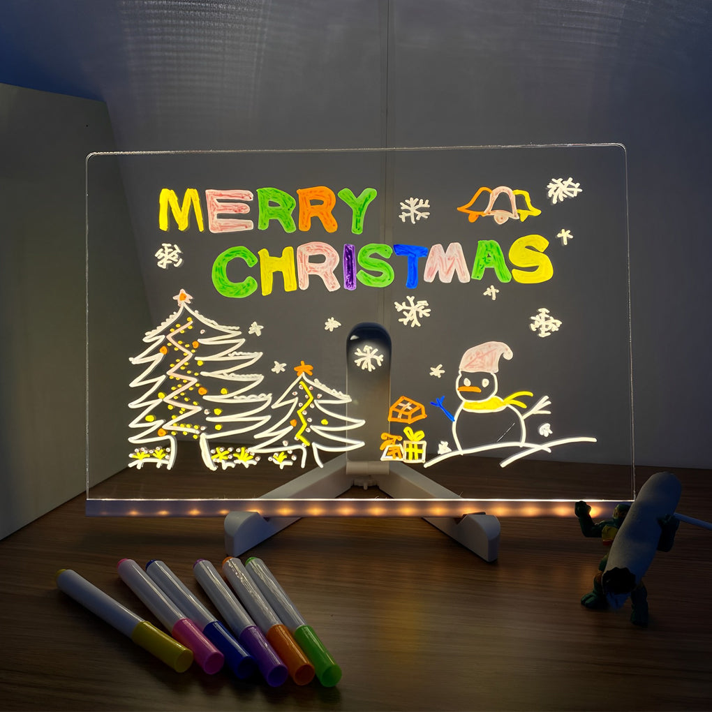 LED Acrylic Writable Message Board Table Lamp with Tripod Stand