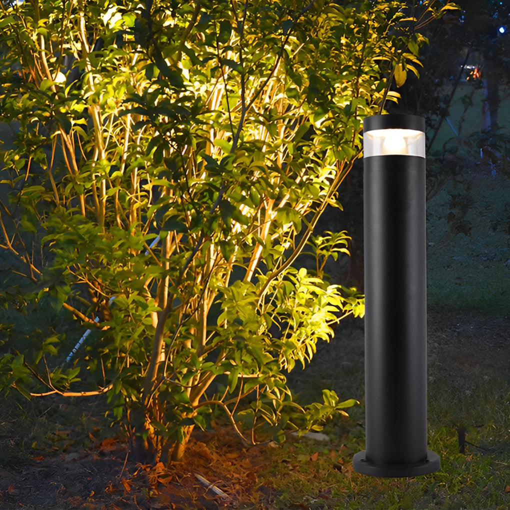 Modern Black Aluminum Outdoor Pathway Bollard Light - Waterproof LED