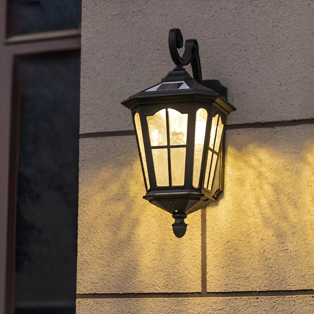 Modern Solar Outdoor Wall Light - Aluminum & Glass - Black