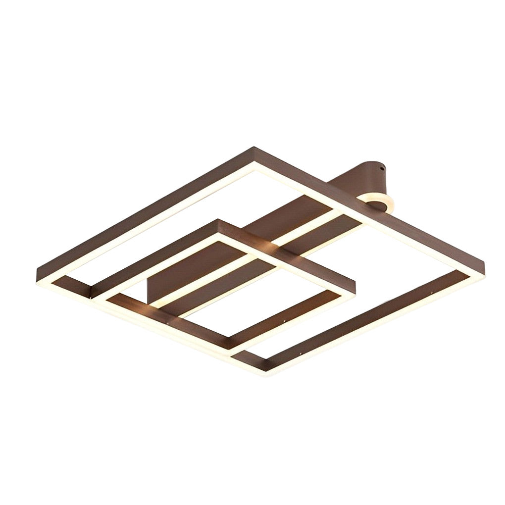 Modern Double Frame Semi Flush Ceiling Light - Aluminum & Acrylic