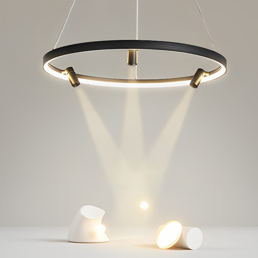 Modern Round LED Pendant Light with Adjustable Spotlights