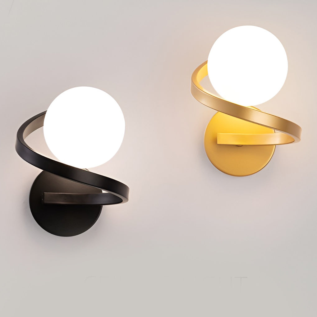 Curved Metal LED Wall Sconce with Glass Shade - Modern Lighting