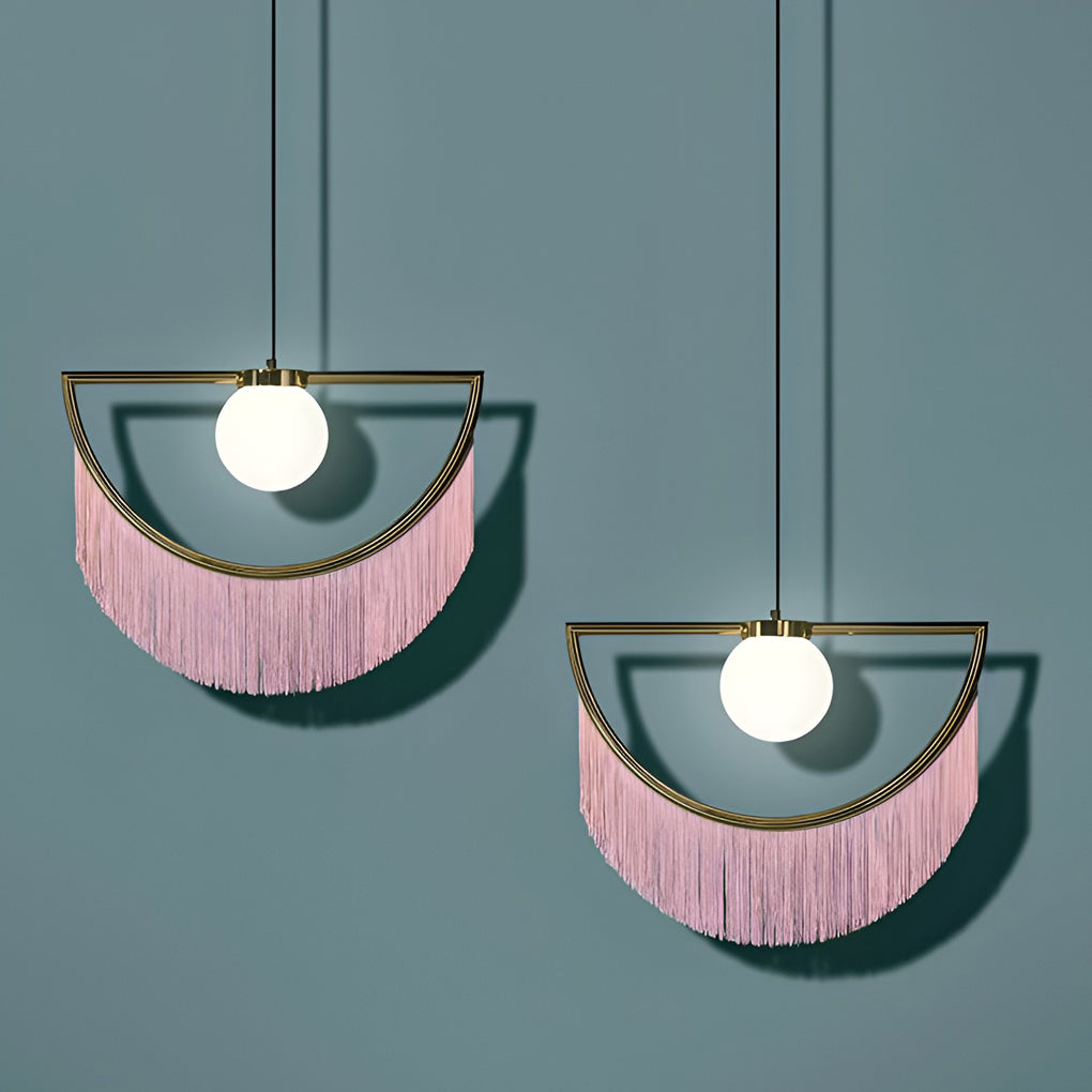 Pink Tassel Modern Pendant Light with Adjustable Height