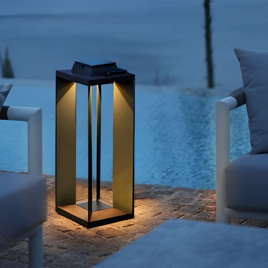 Modern Black Solar Outdoor Floor Lamp with LED - Waterproof