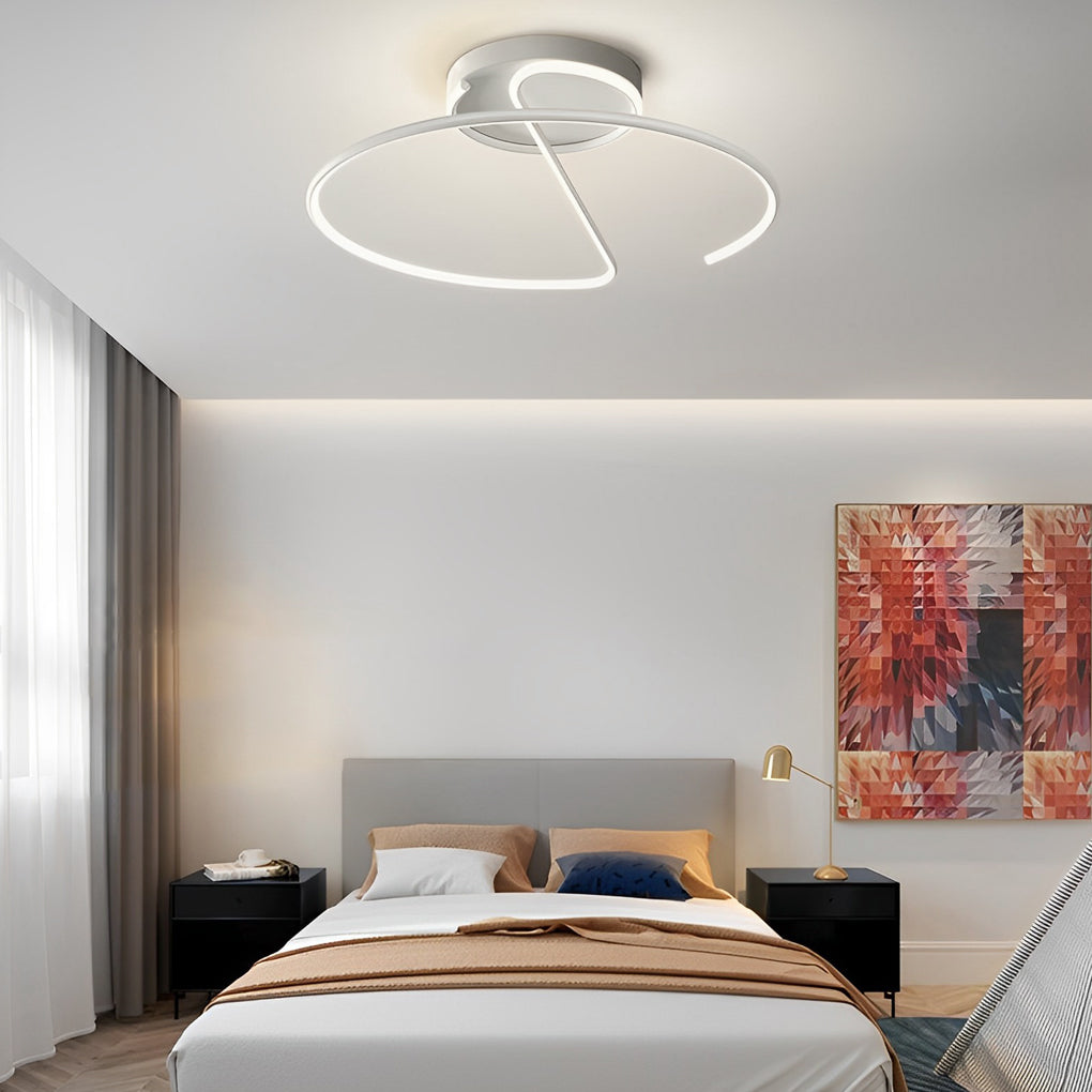 Dimmable LED Semi-Flush Mount Ceiling Light Modern Metal Geometric