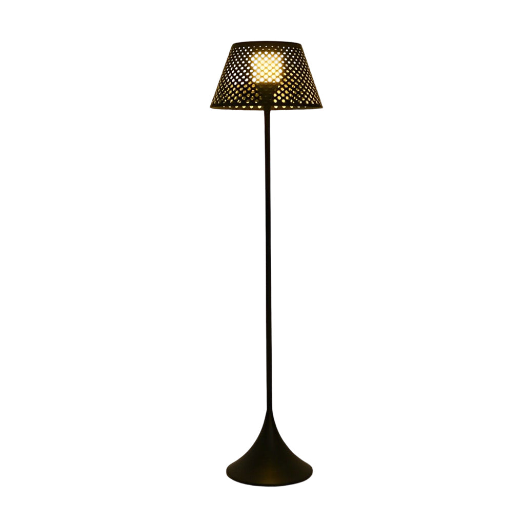 Modern Mesh Solar Outdoor Floor Lamp - Stainless Steel