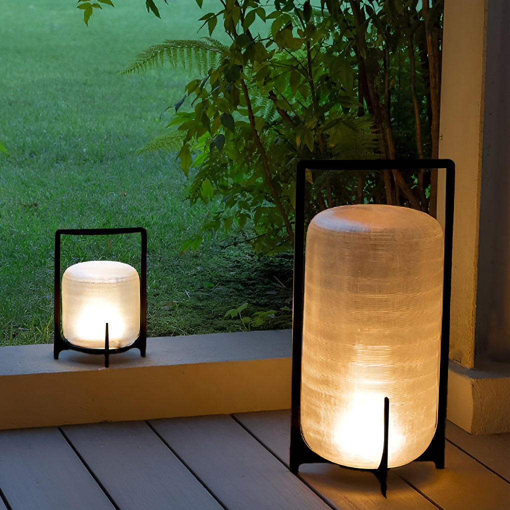 Modern Glass Lantern LED Waterproof Outdoor Floor Lamp