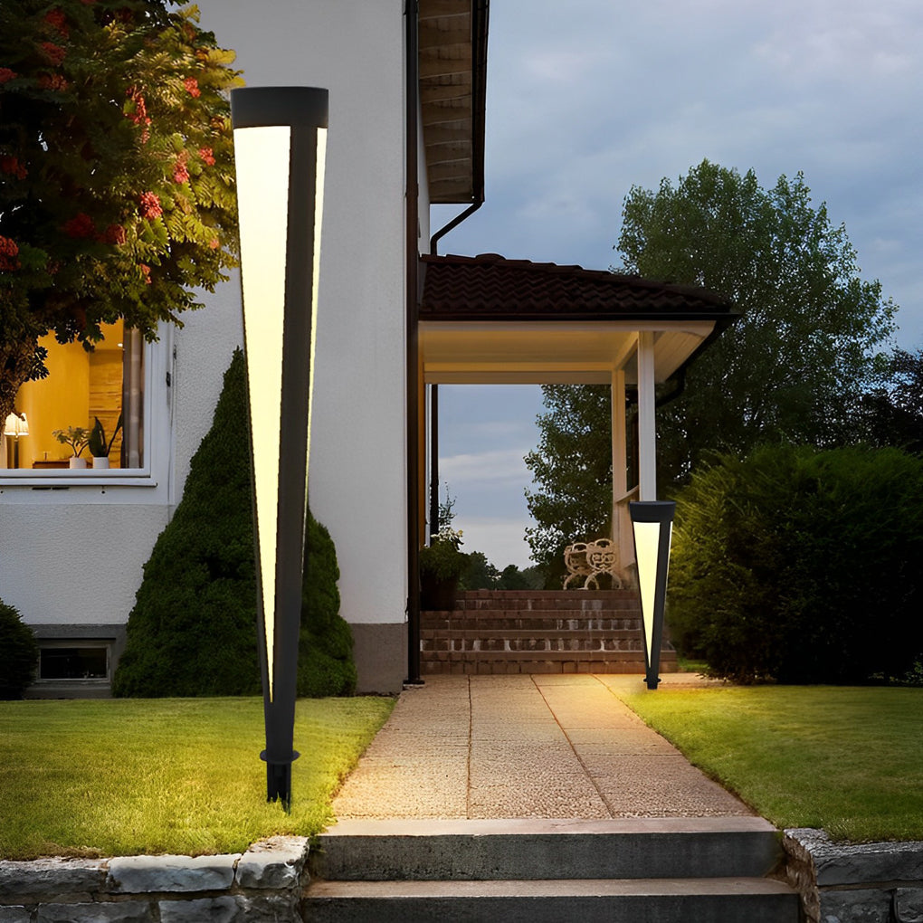 Modern Gray Solar LED Lawn Light Waterproof Aluminum Outdoor