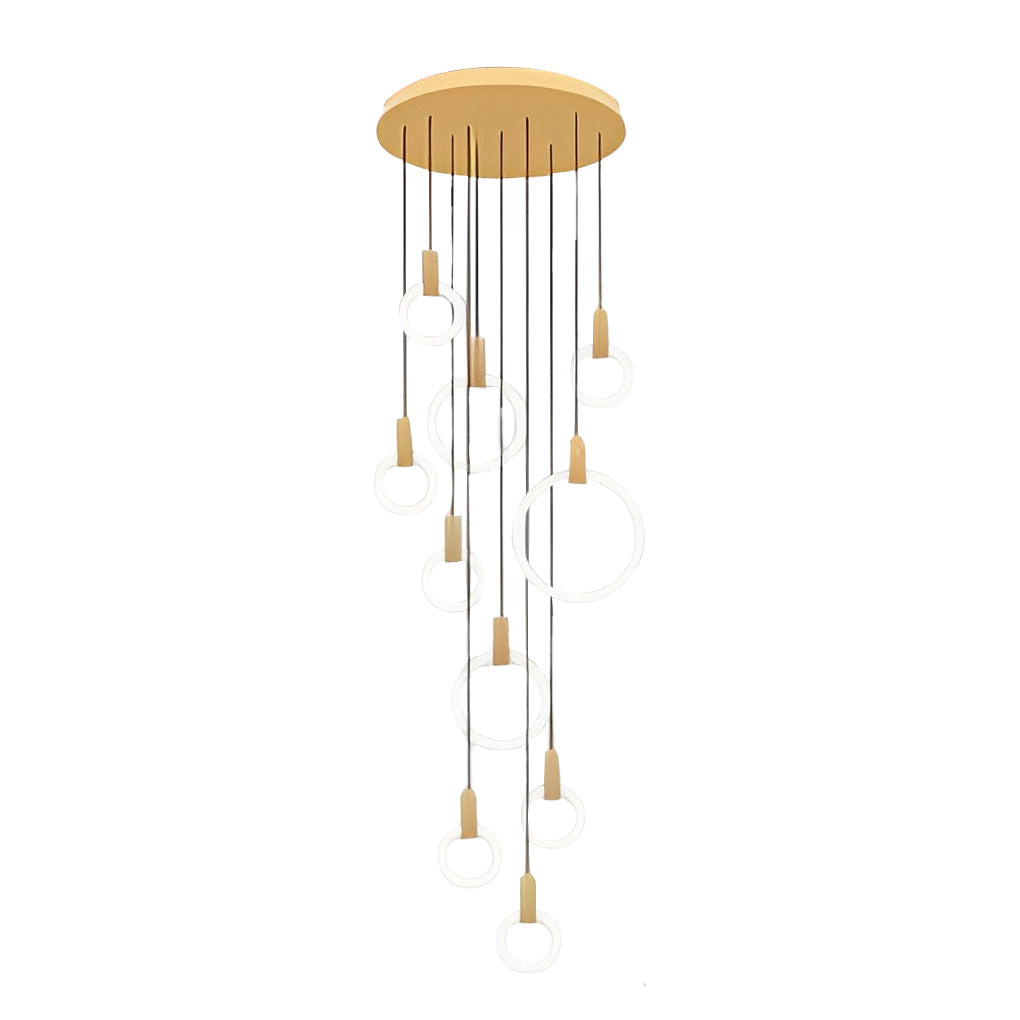 Modern Ring Staircase Chandelier with Stepless Dimming LED