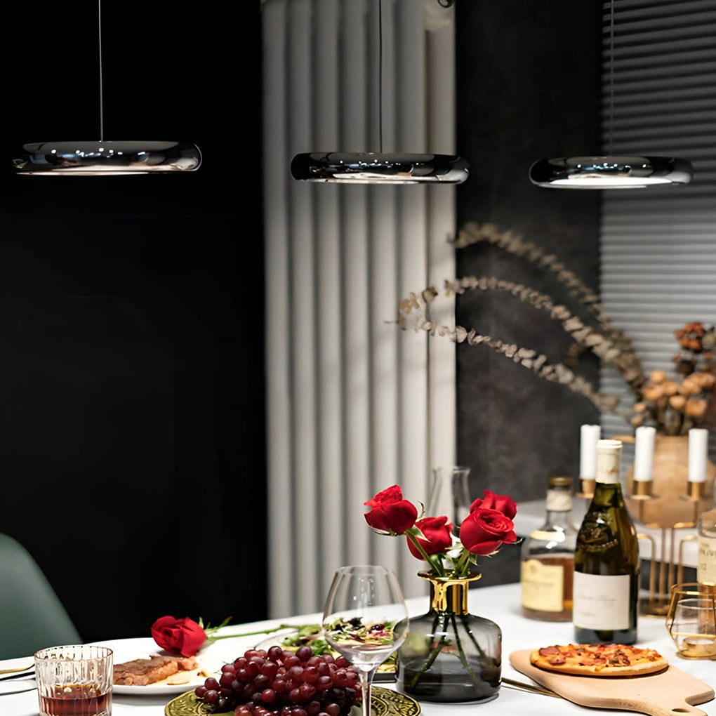 Round Mirrored Aluminum LED Pendant Light - Modern Minimalist