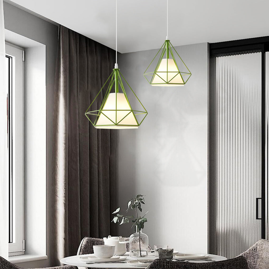 Geometric Metal Pendant Light Industrial Cage Design LED Fixture