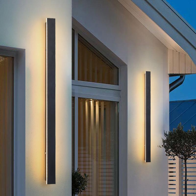 Modern Black Linear LED Wall Light Outdoor Waterproof IP65