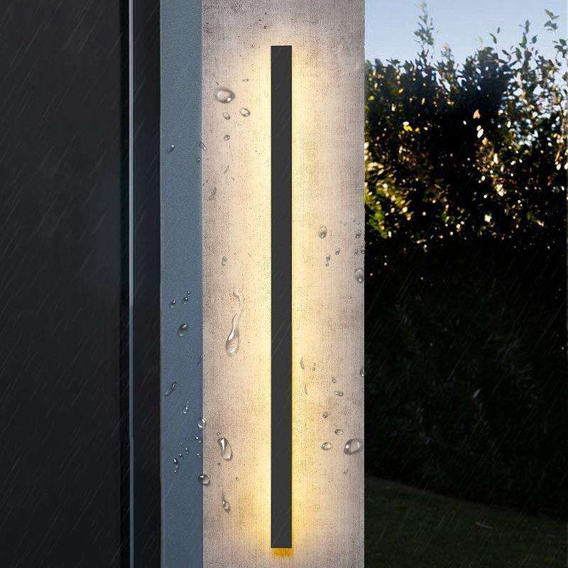 Modern Black Linear LED Wall Light Outdoor Waterproof IP65