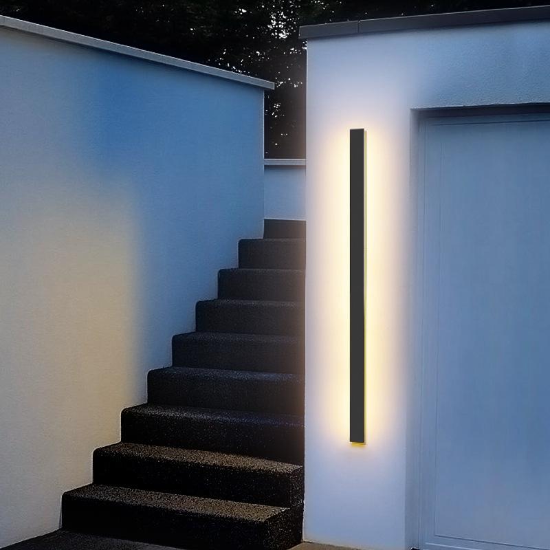 Modern Black Linear LED Wall Light Outdoor Waterproof IP65