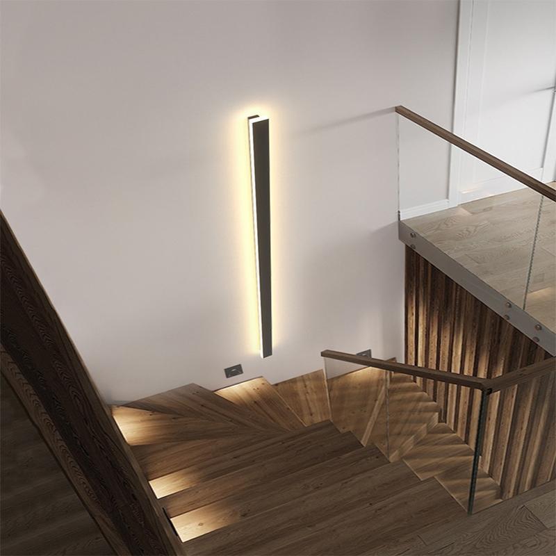 Modern Black Linear LED Wall Light Outdoor Waterproof IP65