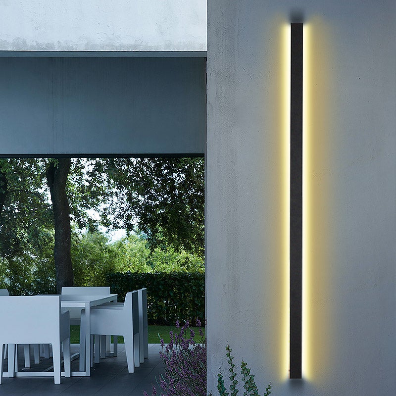 Linear Black Metal Waterproof Dimmable Outdoor Wall Light