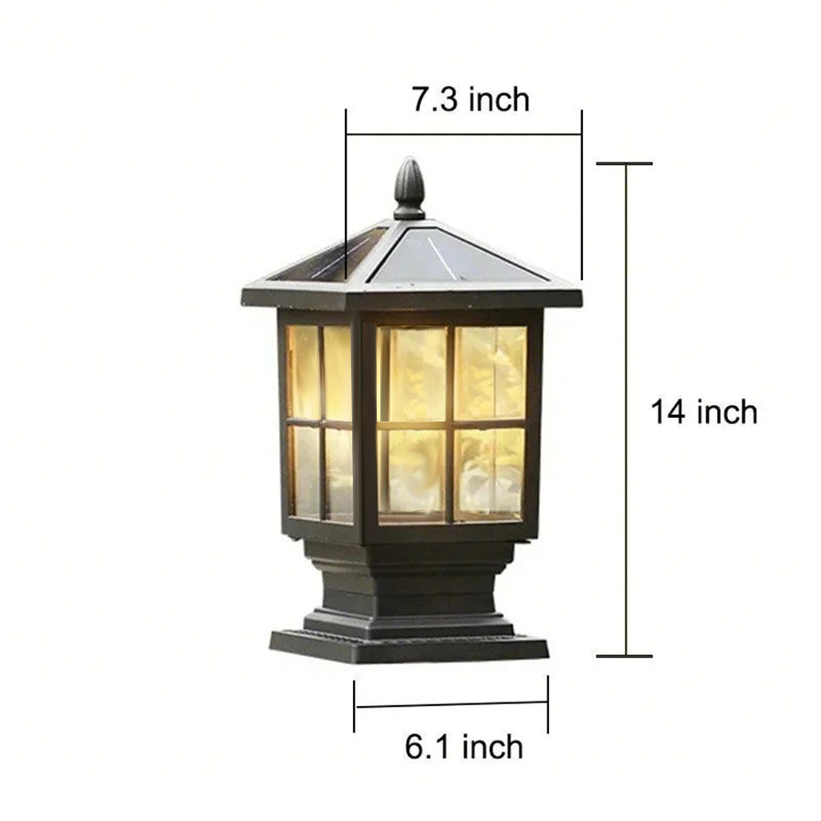 Square Outdoor Solar Pillar Light with Dual Power Option