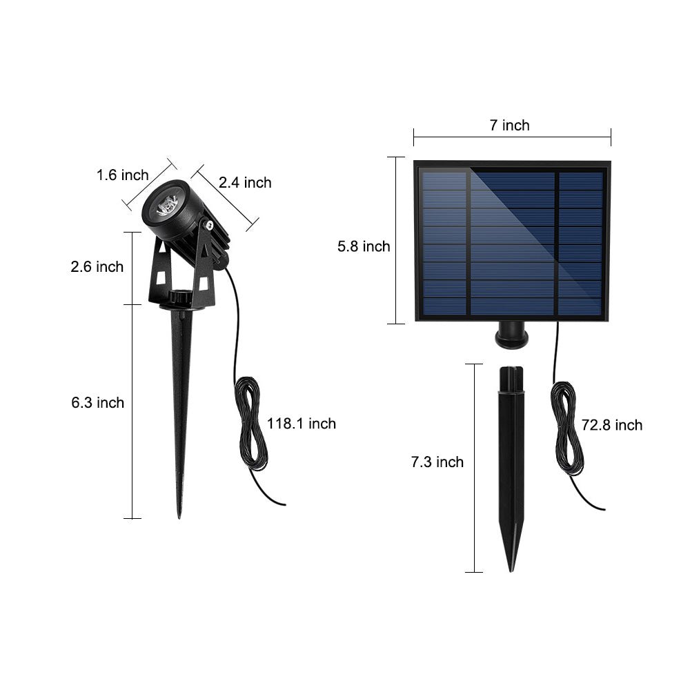 Solar Outdoor Spotlight Set with Adjustable Angle & Dual Installation